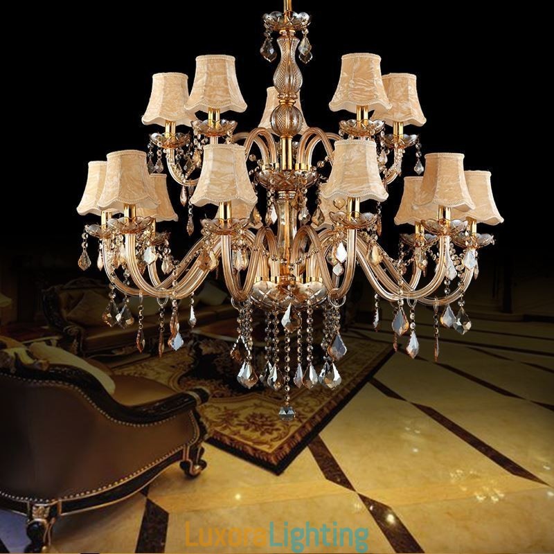 Designer Touch Decorative Large Luxury Crystal Chandelier European Amber Ceiling Light