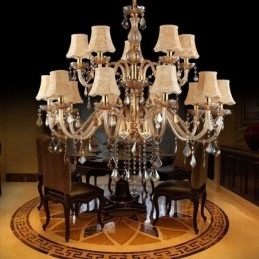 Designer Touch Decorative Large Luxury Crystal Chandelier European Amber Ceiling Light