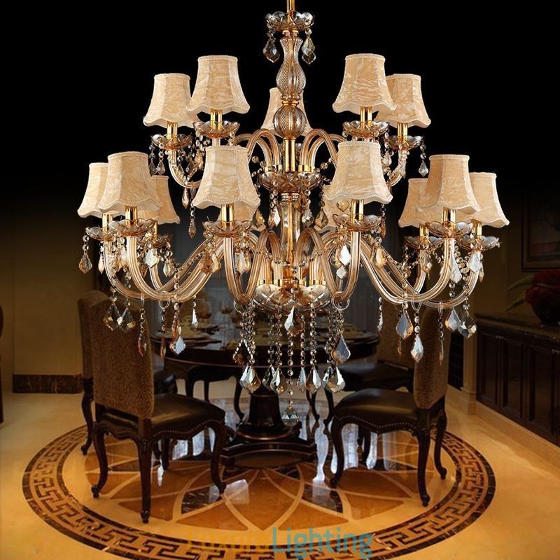 Designer Touch Decorative Large Luxury Crystal Chandelier European Amber Ceiling Light