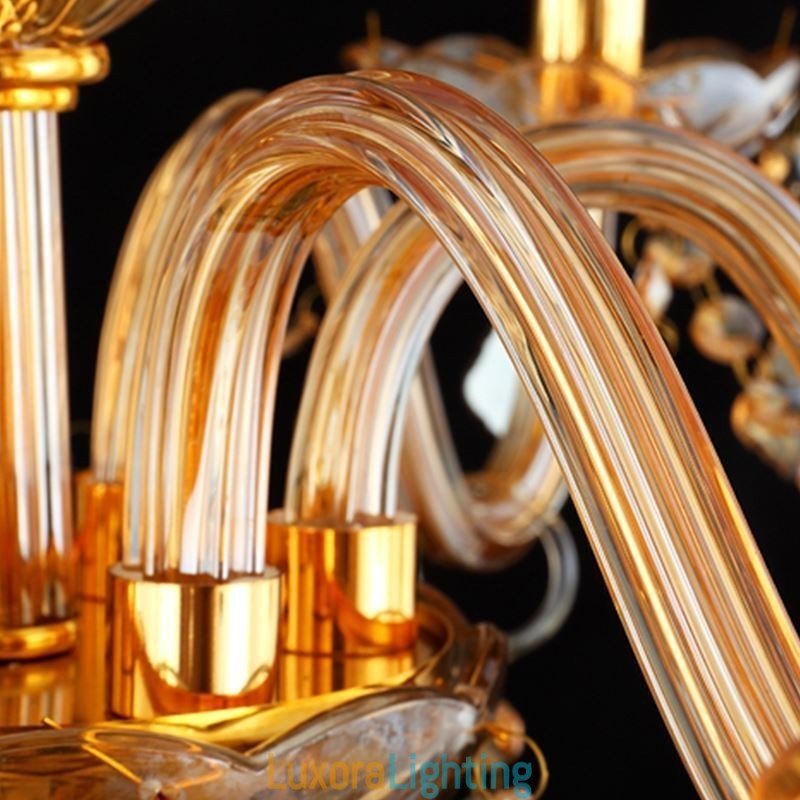 Designer Touch Decorative Large Luxury Crystal Chandelier European Amber Ceiling Light