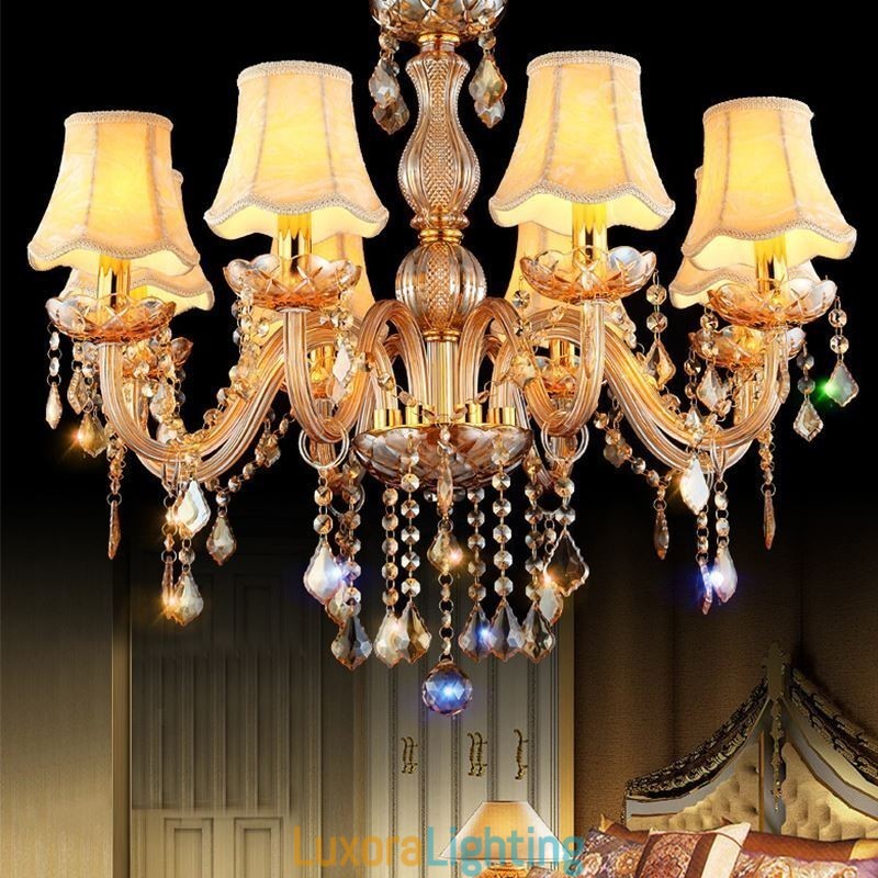 Designer Touch Decorative European Crystal Chandelier Elegant Amber Pendant Light