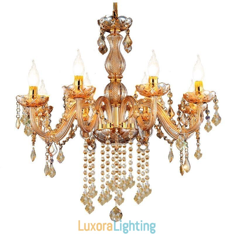 Designer Touch Decorative European Crystal Chandelier Elegant Amber Pendant Light