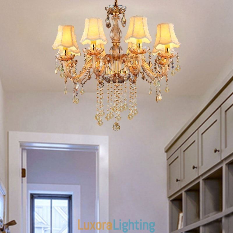 Designer Touch Decorative European Crystal Chandelier Elegant Amber Pendant Light