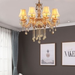 Designer Touch Decorative European Crystal Chandelier Elegant Amber Pendant Light