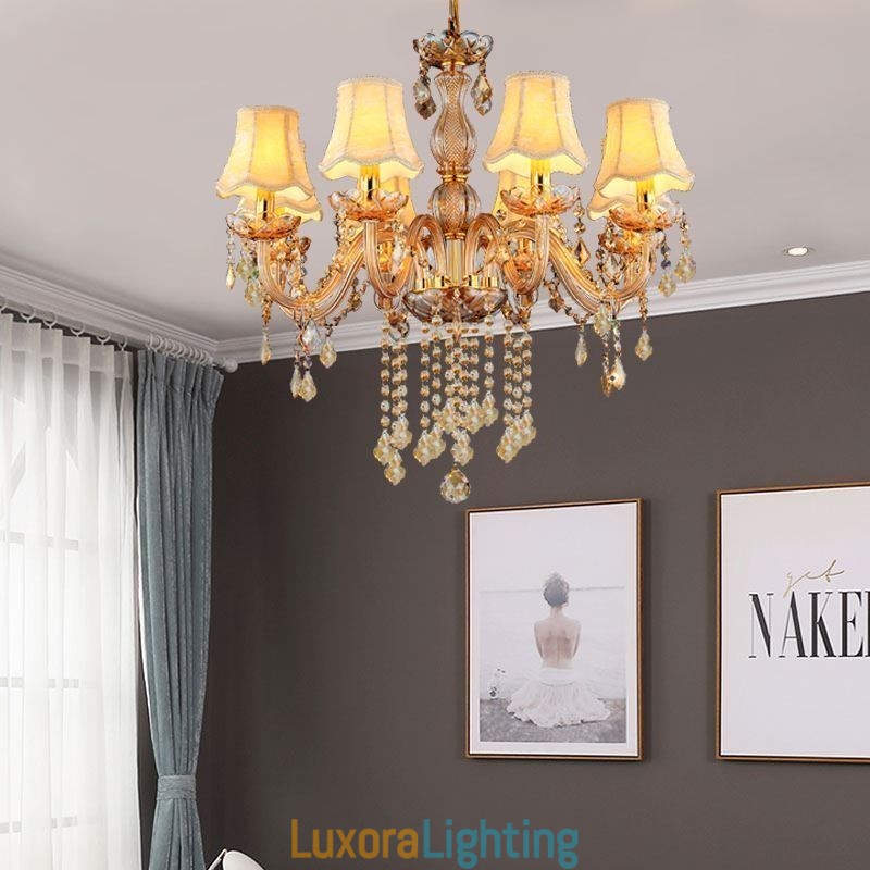 Designer Touch Decorative European Crystal Chandelier Elegant Amber Pendant Light