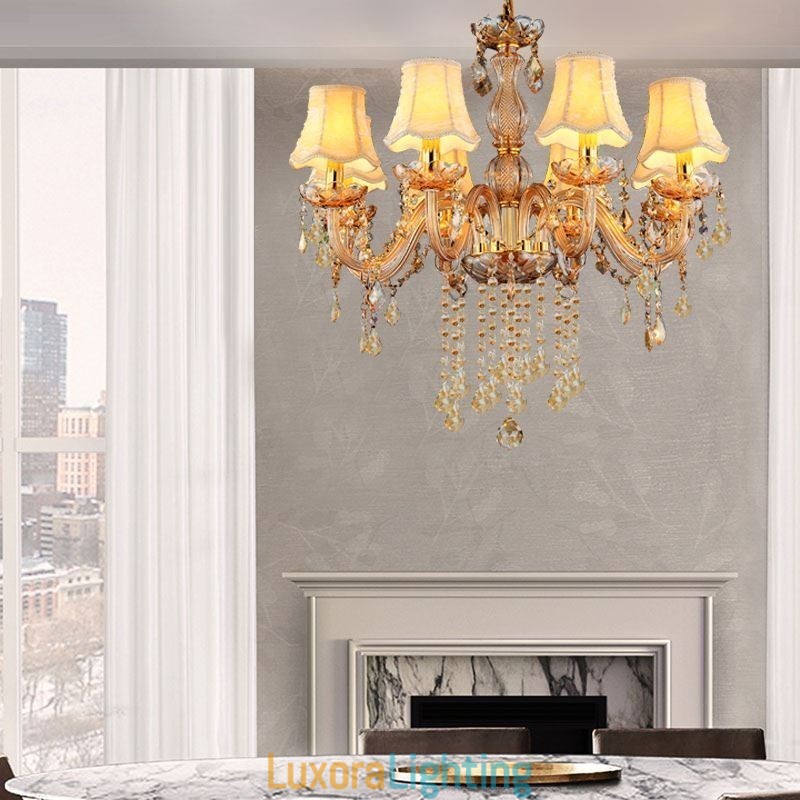 Designer Touch Decorative European Crystal Chandelier Elegant Amber Pendant Light