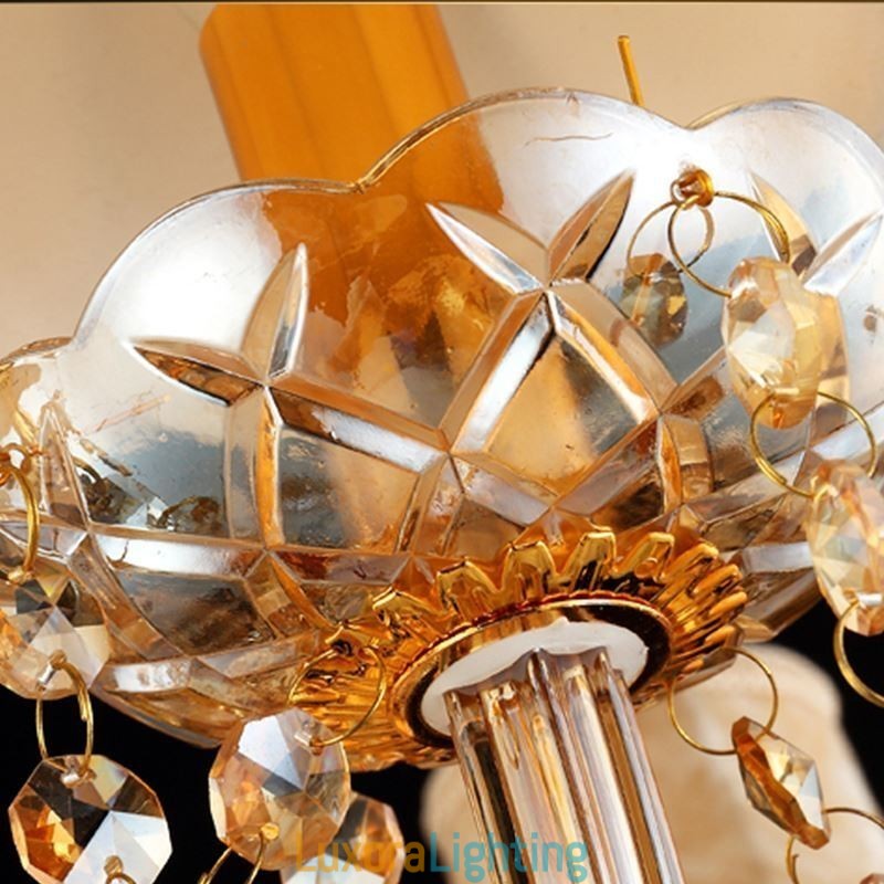 Designer Touch Decorative European Crystal Chandelier Elegant Amber Pendant Light