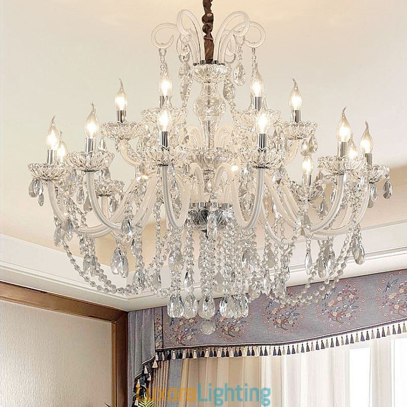 Designer Touch Decorative Large European Crystal Chandelier White Pendant Light