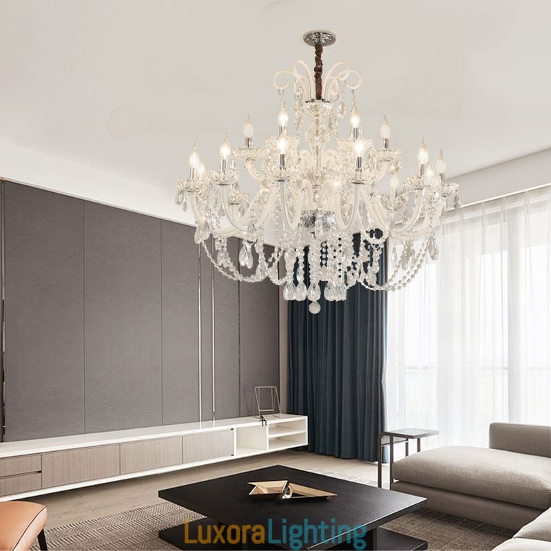 Designer Touch Decorative Large European Crystal Chandelier White Pendant Light