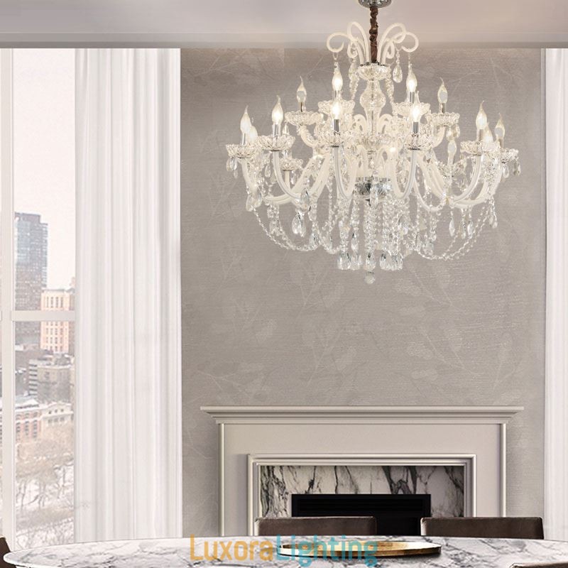 Designer Touch Decorative Large European Crystal Chandelier White Pendant Light