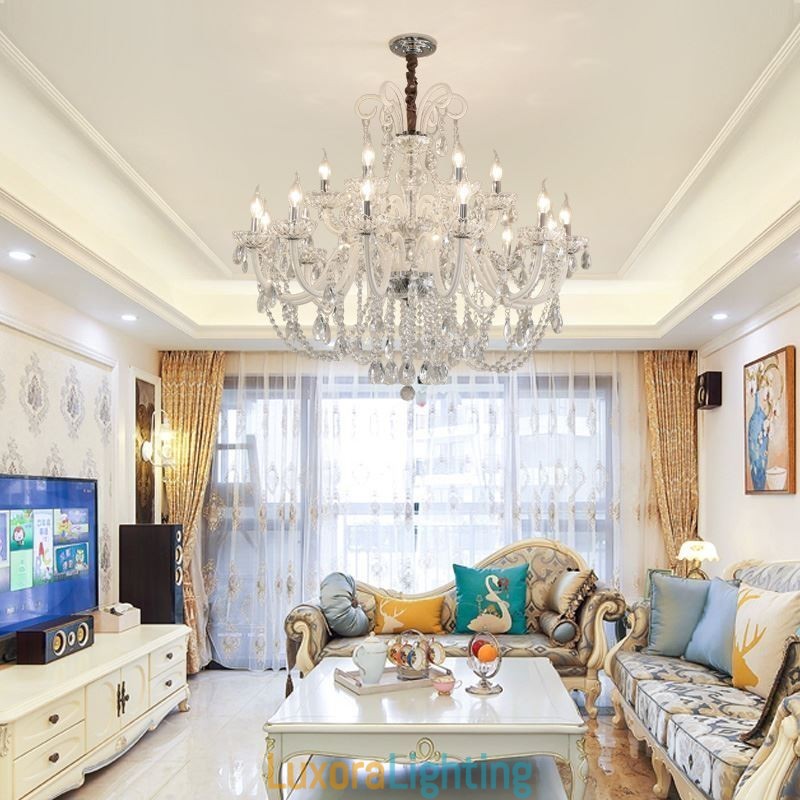 Designer Touch Decorative Large European Crystal Chandelier White Pendant Light