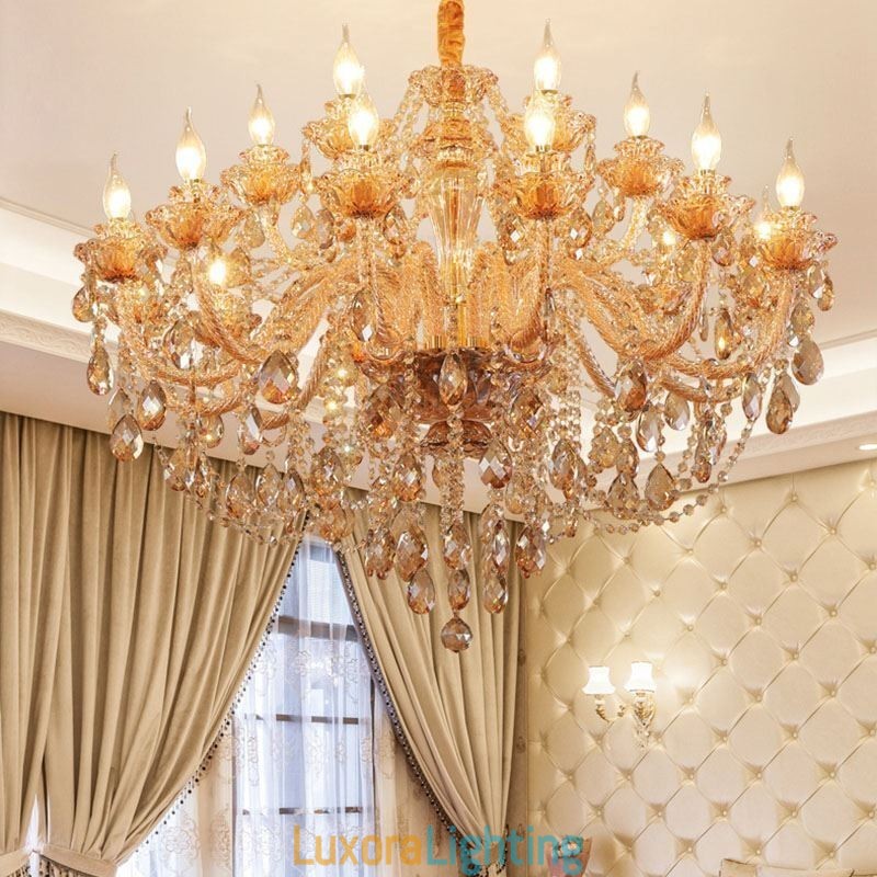 Designer Touch Decorative European Crystal Chandelier Luxury Cognac Pendant Light