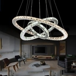 Designer Touch Decorative Pendant Lamps Amber and Clear K9 Crystal Chandelier Lights Lighting with 3 Ring
