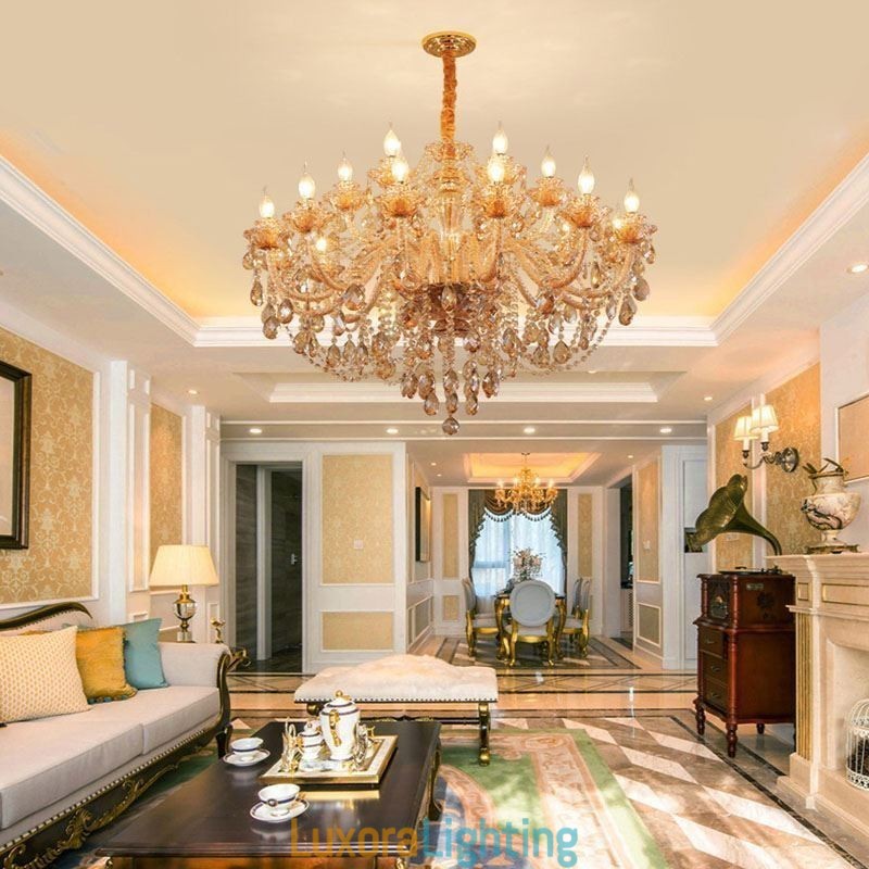 Designer Touch Decorative European Crystal Chandelier Luxury Cognac Pendant Light