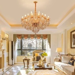 Designer Touch Decorative European Crystal Chandelier Luxury Cognac Pendant Light