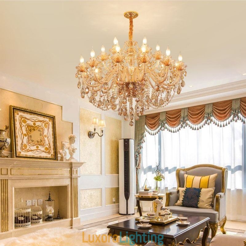 Designer Touch Decorative European Crystal Chandelier Luxury Cognac Pendant Light