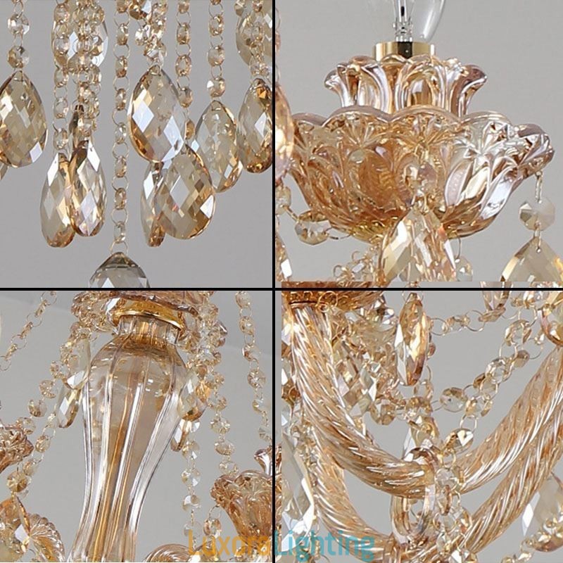 Designer Touch Decorative European Crystal Chandelier Luxury Cognac Pendant Light
