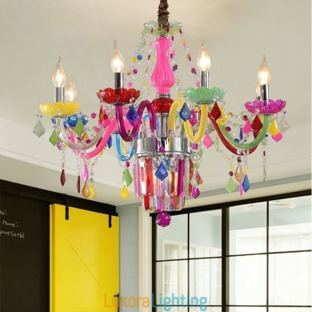 Designer Touch Decorative Colourful Crystal Chandelier European Unique Pendant Light