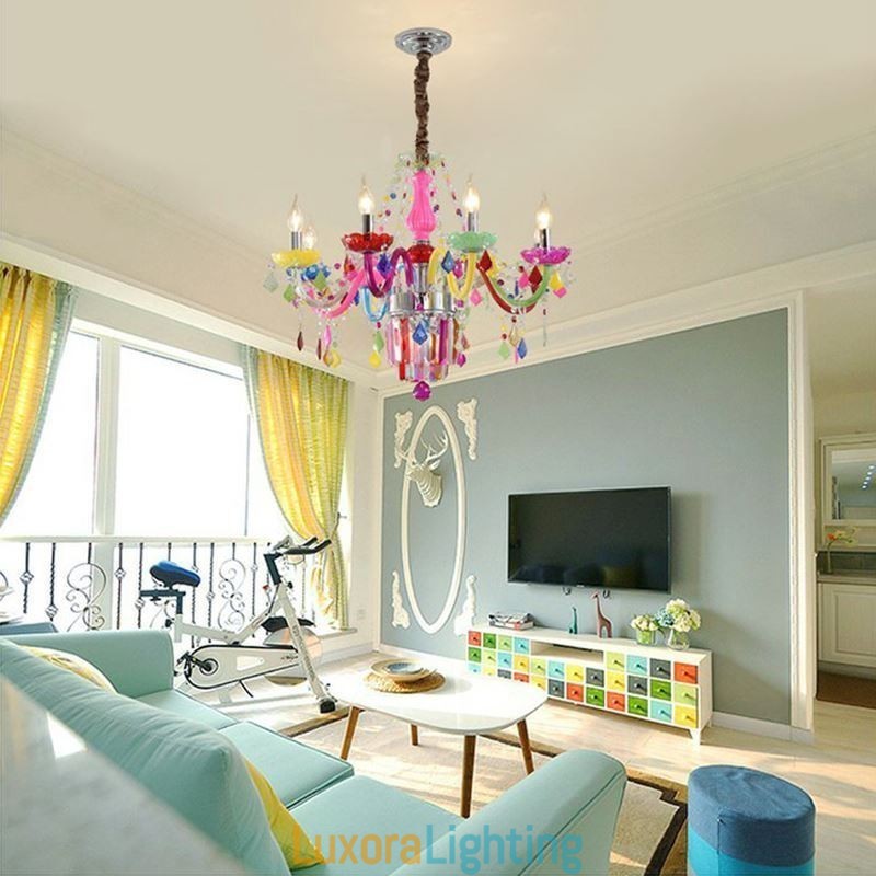 Designer Touch Decorative Colourful Crystal Chandelier European Unique Pendant Light