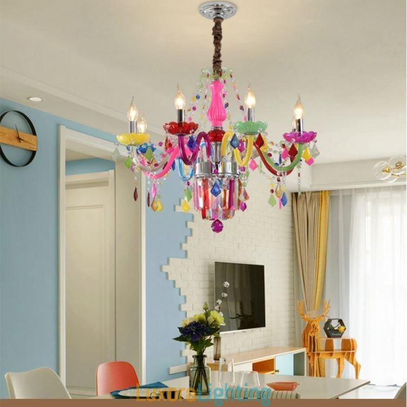 Designer Touch Decorative Colourful Crystal Chandelier European Unique Pendant Light
