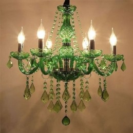 Designer Touch Decorative Unique Crystal Chandelier European Style Grass Green Pendant Light