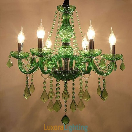 Designer Touch Decorative Unique Crystal Chandelier European Style Grass Green Pendant Light