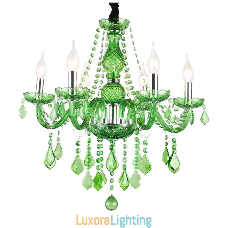 Designer Touch Decorative Unique Crystal Chandelier European Style Grass Green Pendant Light