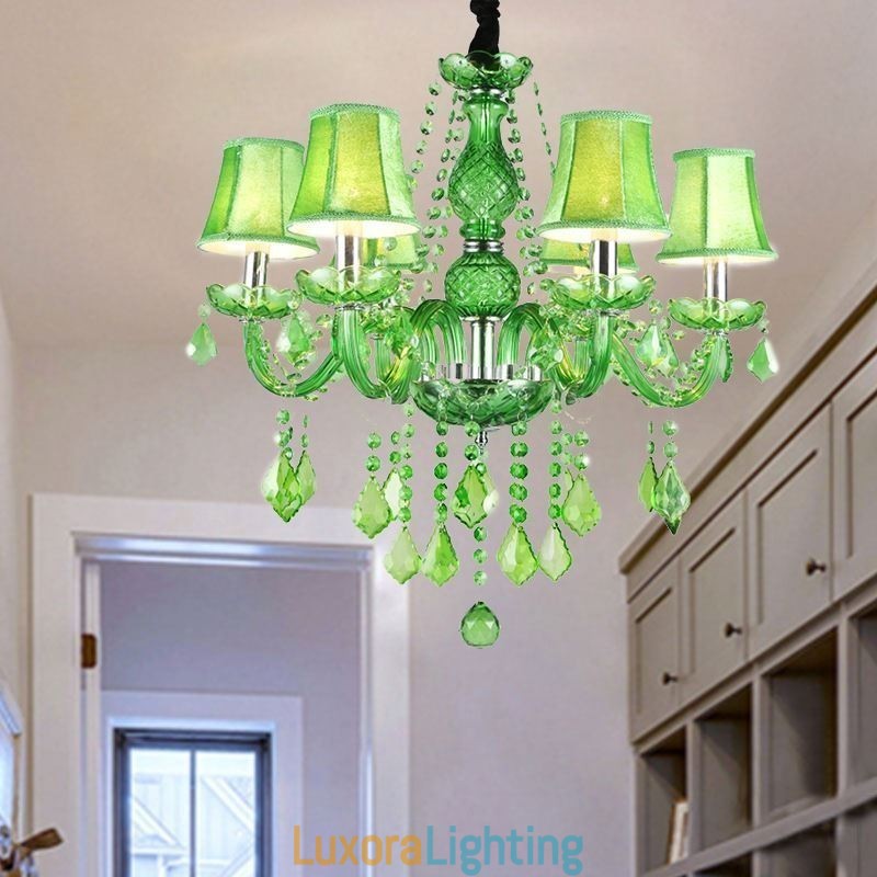 Designer Touch Decorative Unique Crystal Chandelier European Style Grass Green Pendant Light