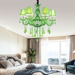 Designer Touch Decorative Unique Crystal Chandelier European Style Grass Green Pendant Light
