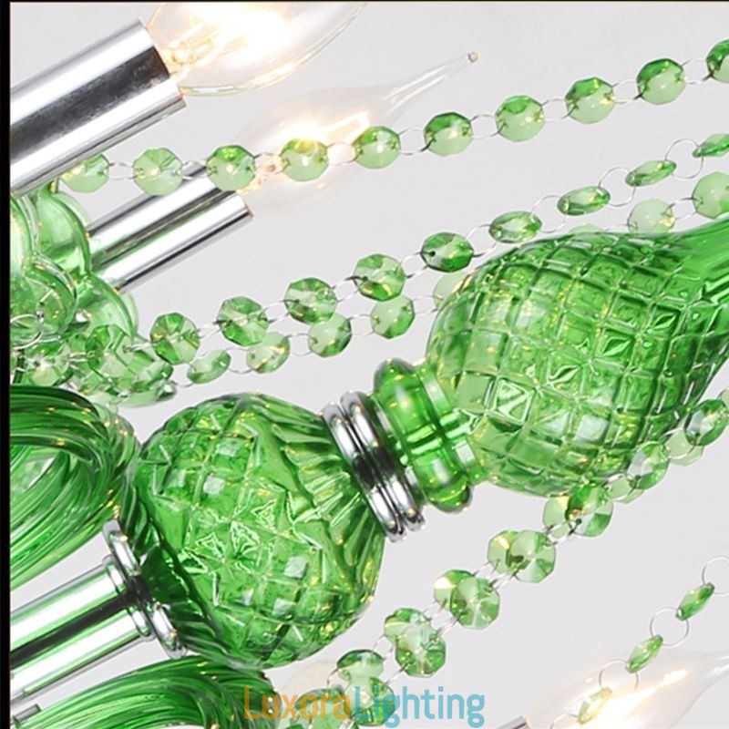 Designer Touch Decorative Unique Crystal Chandelier European Style Grass Green Pendant Light