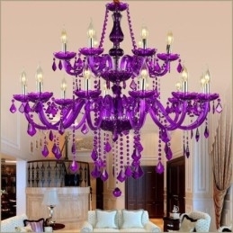 Designer Touch Decorative European Style Crystal Chandelier Purple Pendant Light