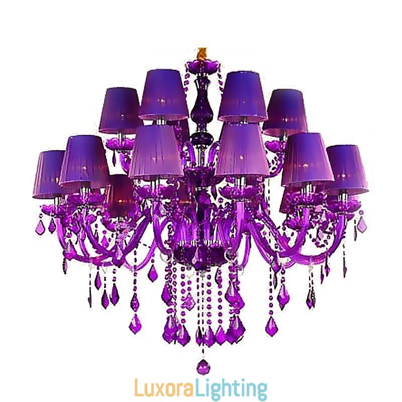 Designer Touch Decorative European Style Crystal Chandelier Purple Pendant Light