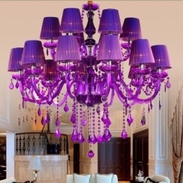 Designer Touch Decorative European Style Crystal Chandelier Purple Pendant Light
