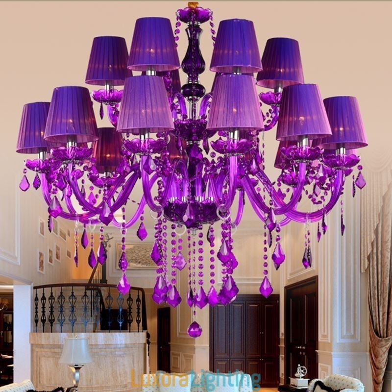 Designer Touch Decorative European Style Crystal Chandelier Purple Pendant Light
