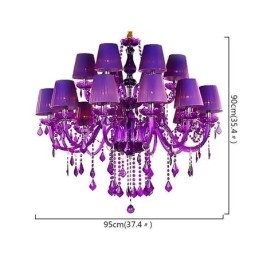 Designer Touch Decorative European Style Crystal Chandelier Purple Pendant Light