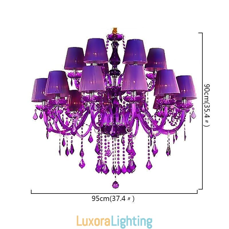 Designer Touch Decorative European Style Crystal Chandelier Purple Pendant Light
