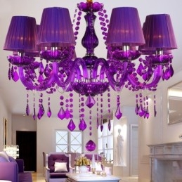 Designer Touch Decorative Elegant Crystal Chandelier European Style Purple Pendant Light