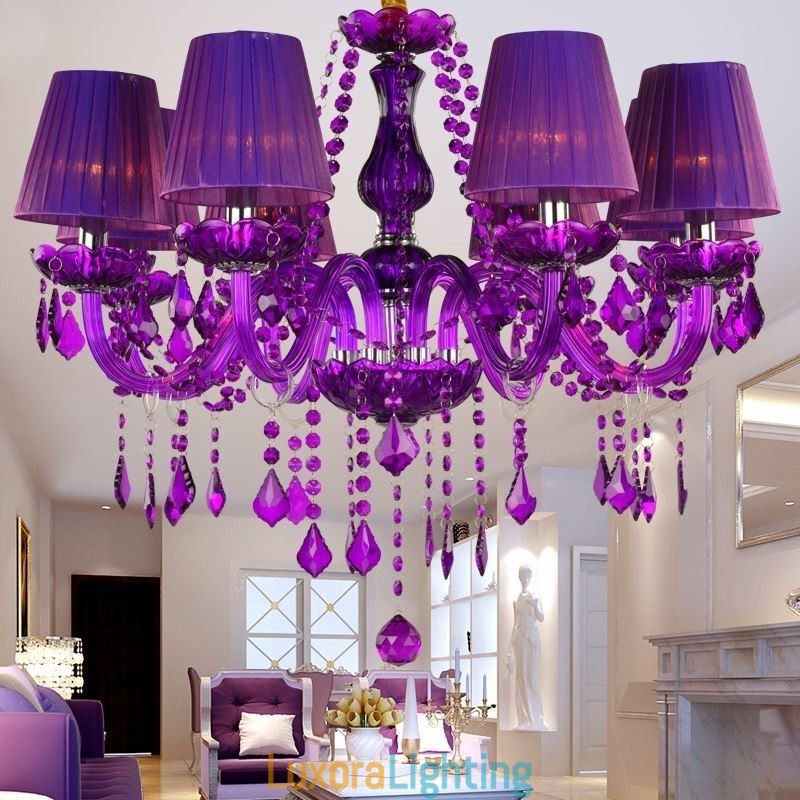 Designer Touch Decorative Elegant Crystal Chandelier European Style Purple Pendant Light