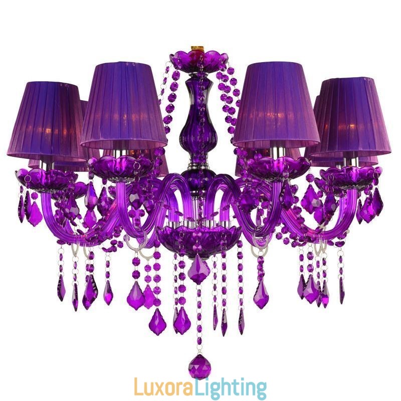 Designer Touch Decorative Elegant Crystal Chandelier European Style Purple Pendant Light