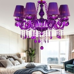 Designer Touch Decorative Elegant Crystal Chandelier European Style Purple Pendant Light