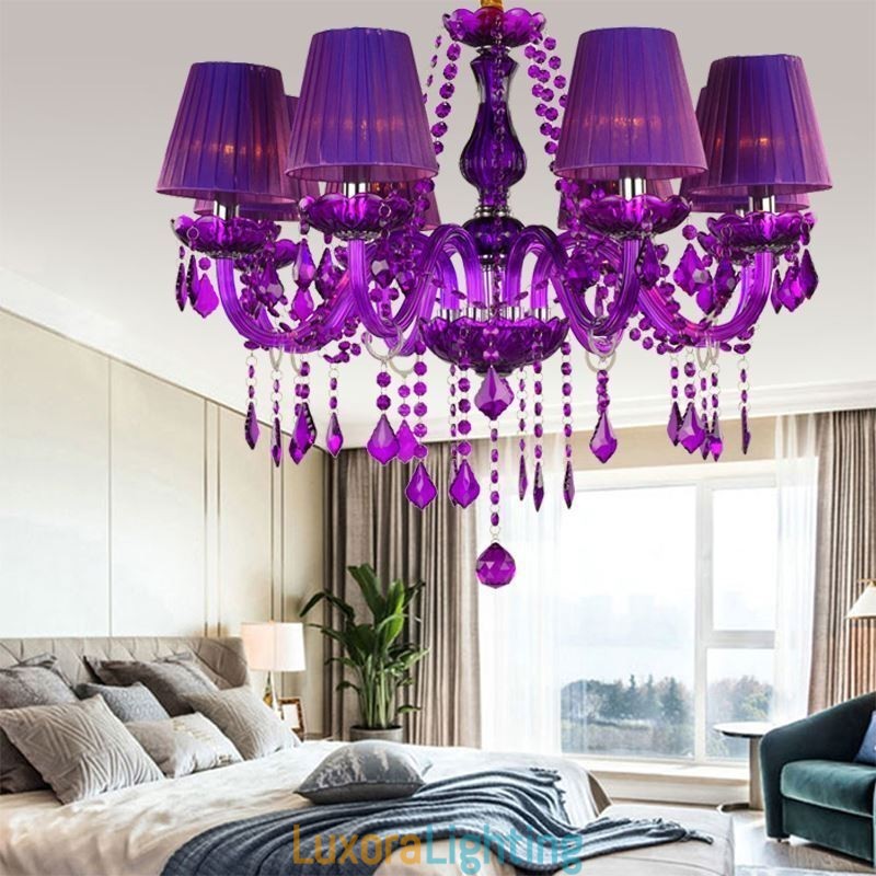 Designer Touch Decorative Elegant Crystal Chandelier European Style Purple Pendant Light