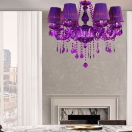 Designer Touch Decorative Elegant Crystal Chandelier European Style Purple Pendant Light
