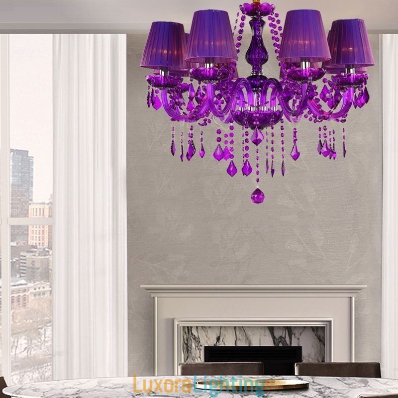Designer Touch Decorative Elegant Crystal Chandelier European Style Purple Pendant Light