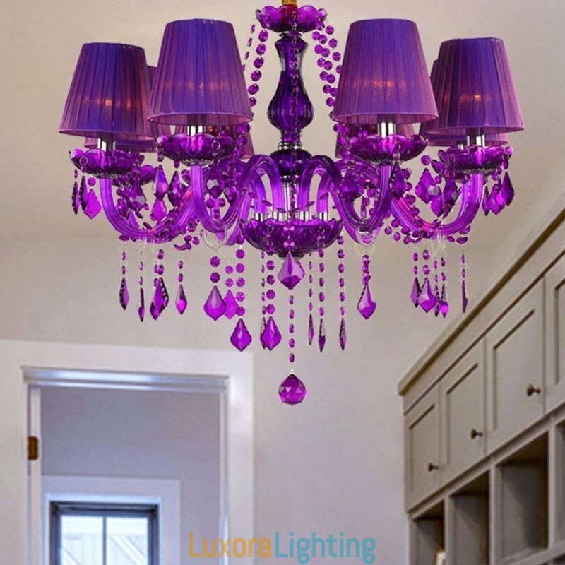 Designer Touch Decorative Elegant Crystal Chandelier European Style Purple Pendant Light