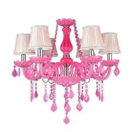 Designer Touch Decorative European Style Crystal Chandelier Pink Pendant Light Romantic