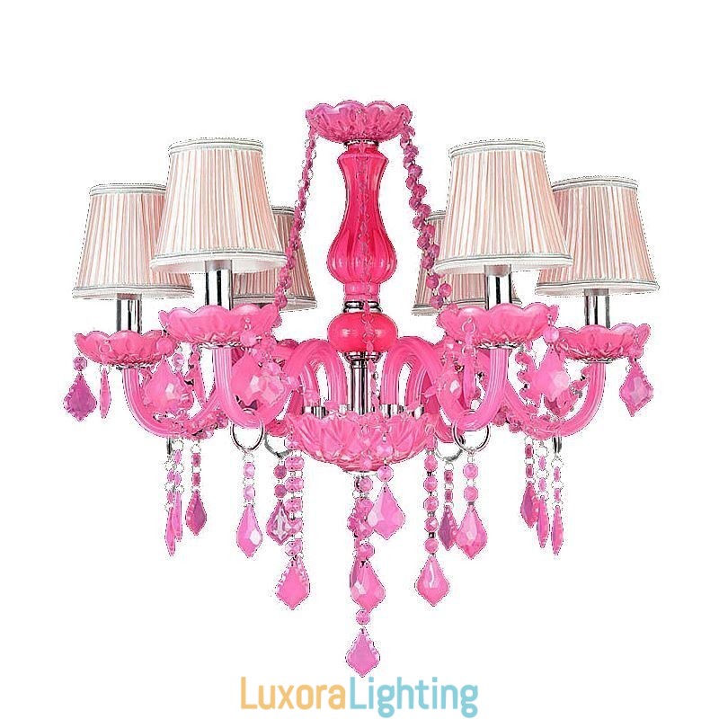 Designer Touch Decorative European Style Crystal Chandelier Pink Pendant Light Romantic