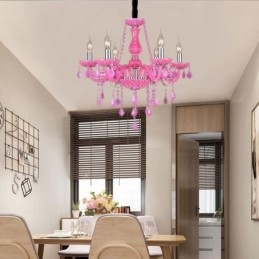 Designer Touch Decorative European Style Crystal Chandelier Pink Pendant Light Romantic