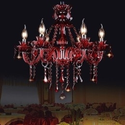 Designer Touch Decorative European Crystal Chandelier Red Colour Pendant Light