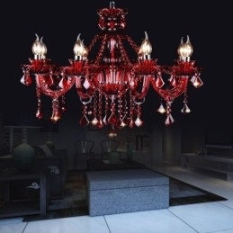 Designer Touch Decorative European Crystal Chandelier Red Colour Pendant Light