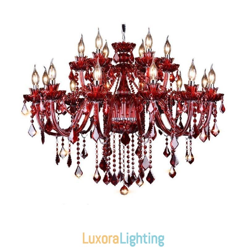 Designer Touch Decorative European Crystal Chandelier Red Colour Pendant Light